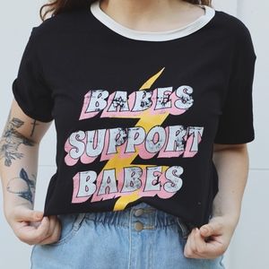 BABES SUPPORT BABES Feminist Graphic T-Shirt